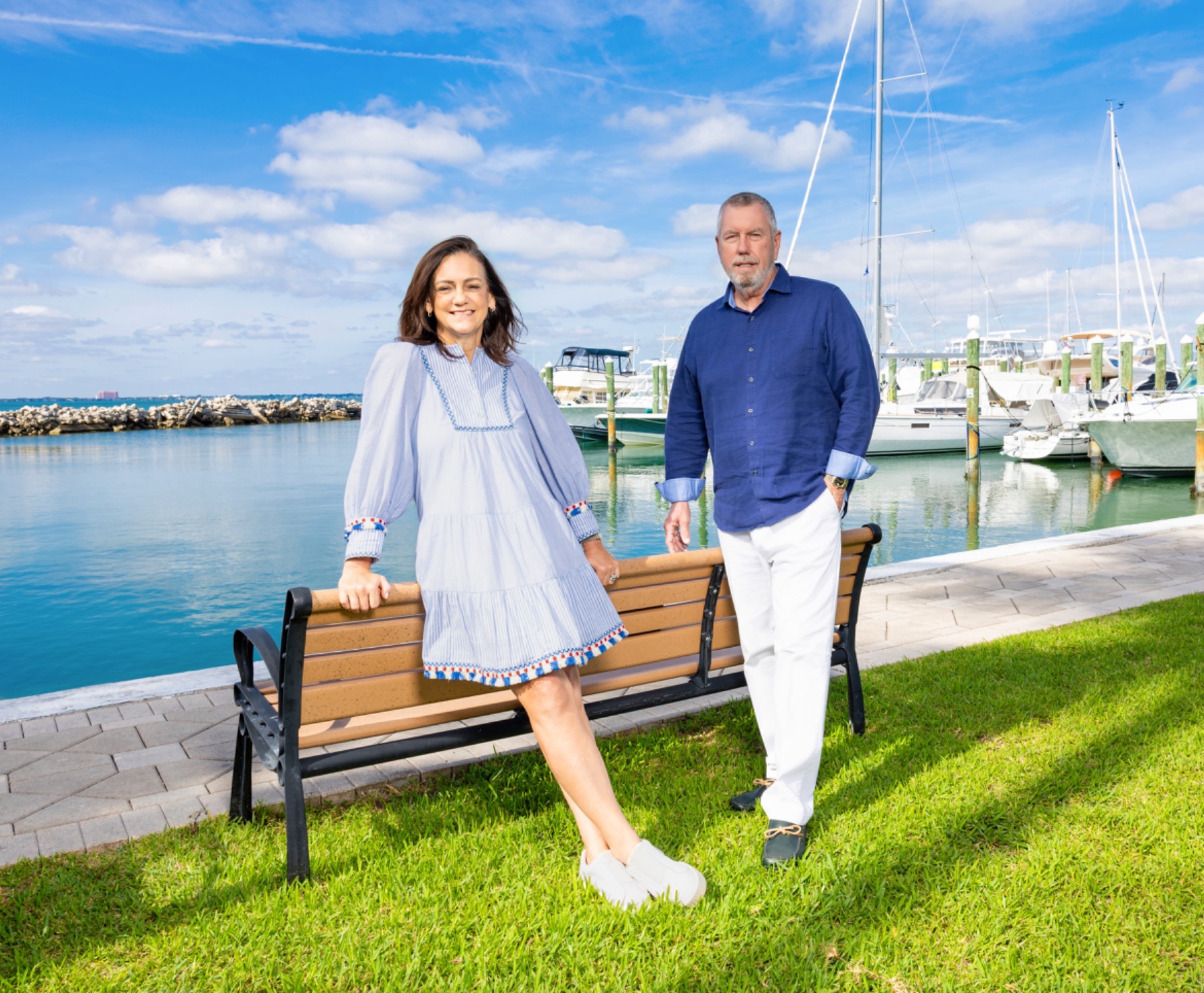 Thania and Robert Vernon at the Key Biscayne marina