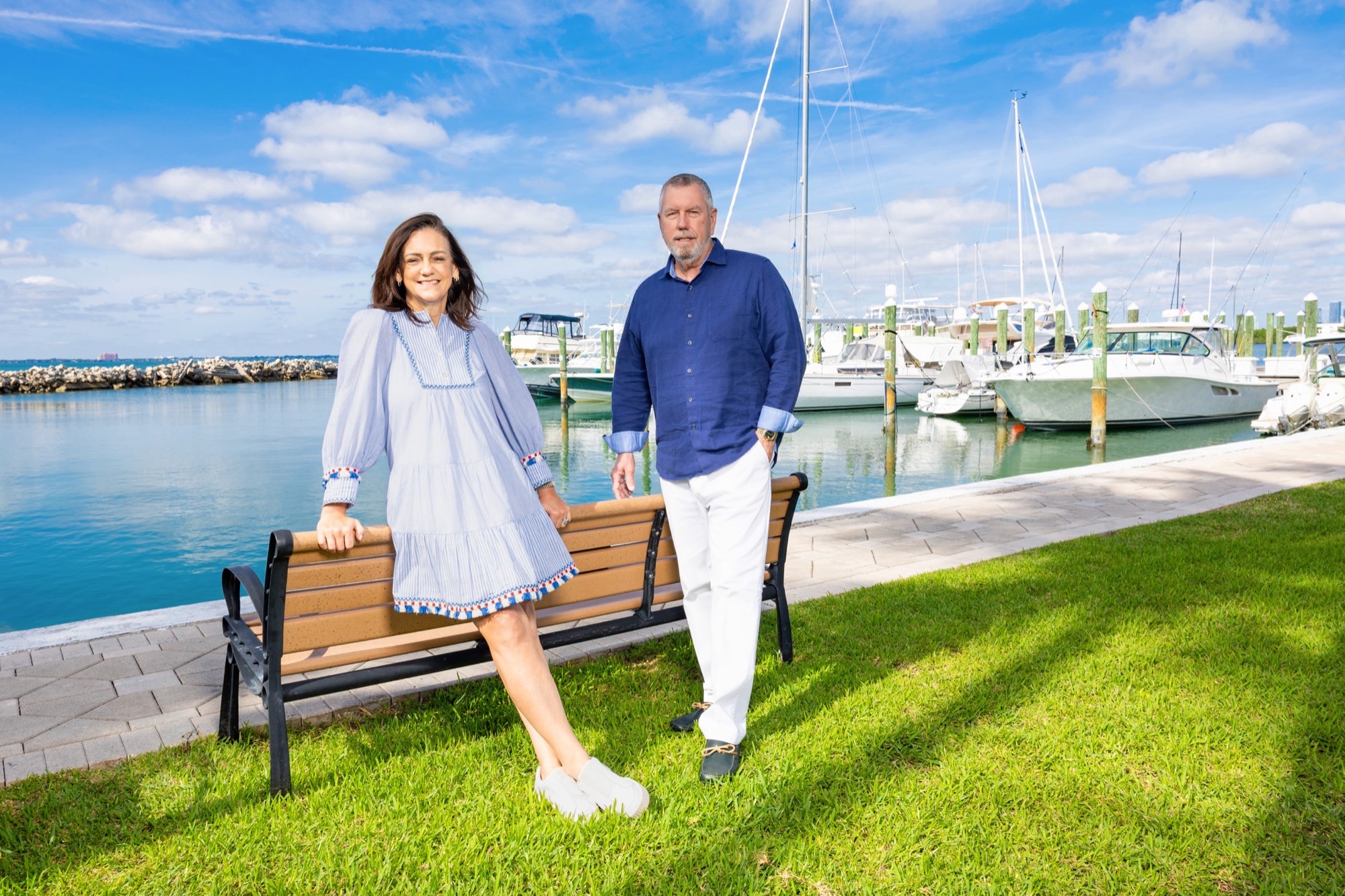 Thania and Robert Vernon at the Key Biscayne marina